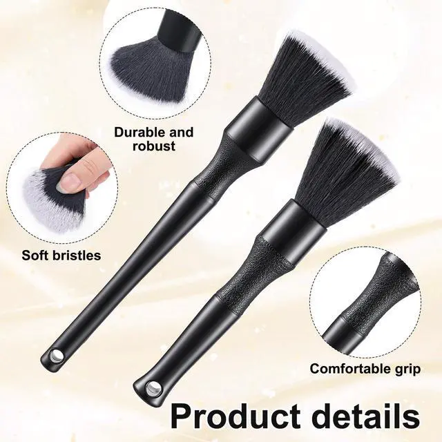 Alt view image 3 of 7 - 2PCS Ultra-Soft Car Detailing Brush Set, Scratch-Free Auto Interior & Exterior Cleaning Brushes with Comfortable Grip for Dashboard, Air Vents, Wheels, Leather Seats