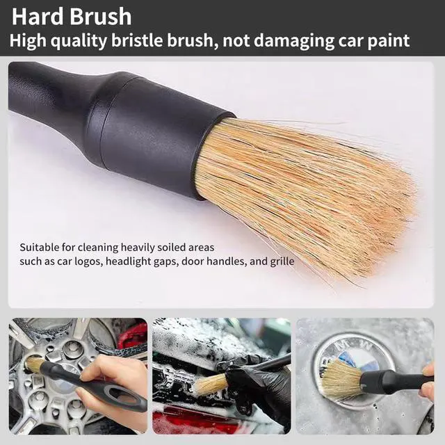 Alt view image 3 of 7 - Car Detailing Brush Set - 4-Piece Kit for Interior & Exterior Cleaning - Premium Car Wash Brush for Professional Results car Duster Interior