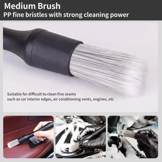 Alt view image 4 of 7 - Car Detailing Brush Set - 4-Piece Kit for Interior & Exterior Cleaning - Premium Car Wash Brush for Professional Results car Duster Interior