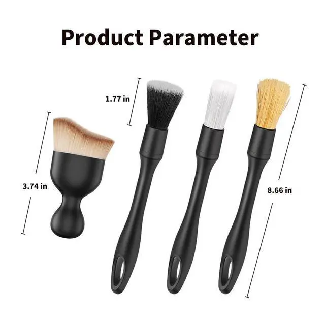 Alt view image 7 of 7 - Car Detailing Brush Set - 4-Piece Kit for Interior & Exterior Cleaning - Premium Car Wash Brush for Professional Results car Duster Interior