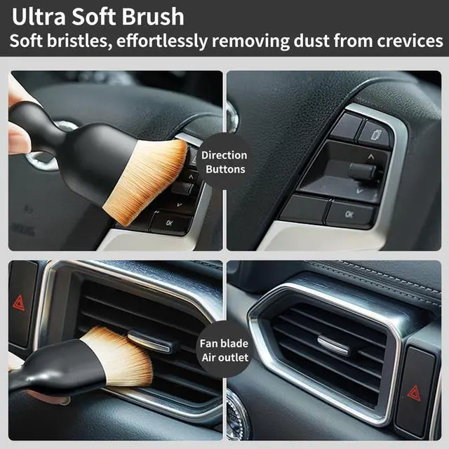 Alt view image 5 of 7 - Car Detailing Brush Set - 4-Piece Kit for Interior & Exterior Cleaning - Premium Car Wash Brush for Professional Results car Duster Interior