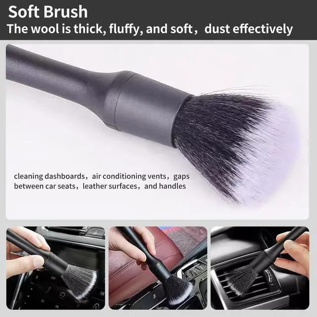 Alt view image 2 of 7 - Car Detailing Brush Set - 4-Piece Kit for Interior & Exterior Cleaning - Premium Car Wash Brush for Professional Results car Duster Interior
