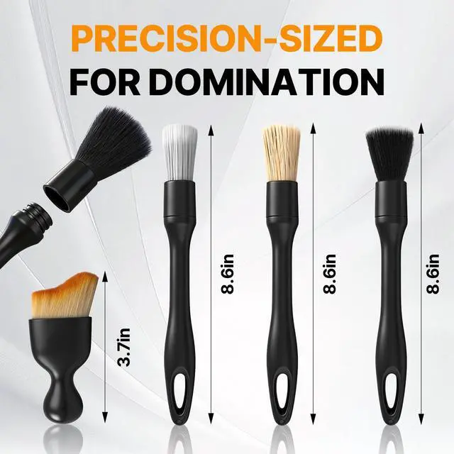 Alt view image 2 of 7 - 8 Pcs Car Detailing Brush Set, Soft Bristle Cleaning Brushes for Interior and Exterior Care, 4 Versatile Brushes Designed for Dashboards, Vents, Wheels, Tires, and Precision Detailing