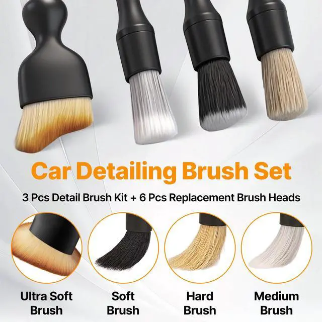 Alt view image 3 of 7 - 8 Pcs Car Detailing Brush Set, Soft Bristle Cleaning Brushes for Interior and Exterior Care, 4 Versatile Brushes Designed for Dashboards, Vents, Wheels, Tires, and Precision Detailing