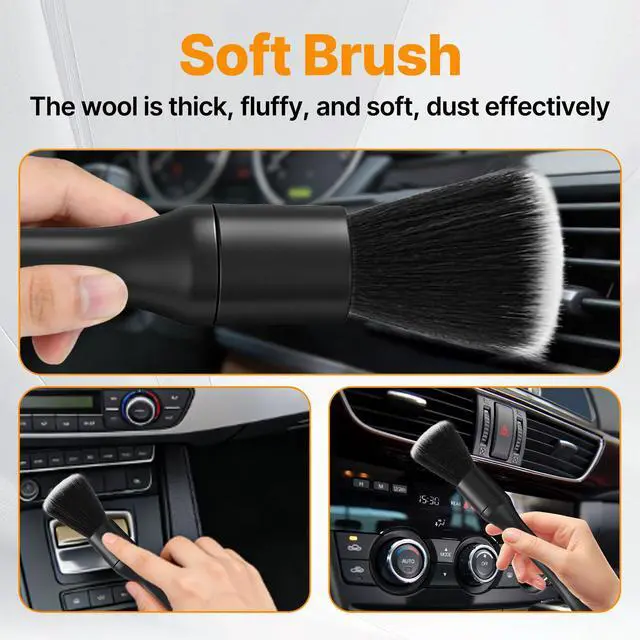 Alt view image 4 of 7 - 8 Pcs Car Detailing Brush Set, Soft Bristle Cleaning Brushes for Interior and Exterior Care, 4 Versatile Brushes Designed for Dashboards, Vents, Wheels, Tires, and Precision Detailing