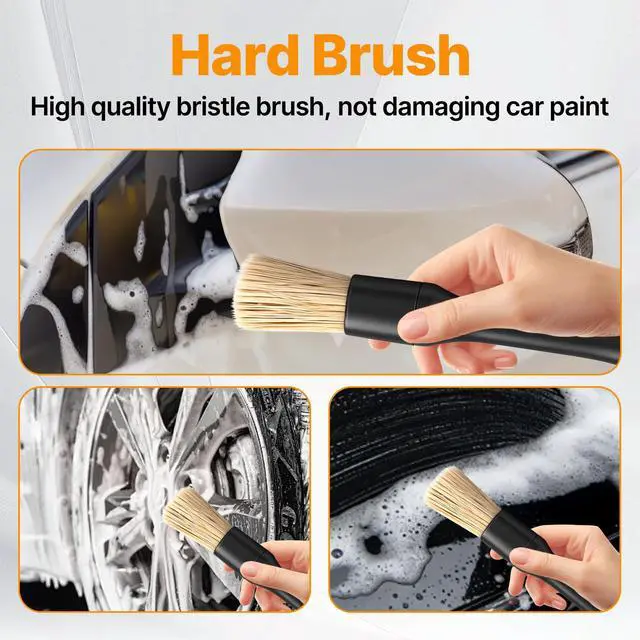 Alt view image 5 of 7 - 8 Pcs Car Detailing Brush Set, Soft Bristle Cleaning Brushes for Interior and Exterior Care, 4 Versatile Brushes Designed for Dashboards, Vents, Wheels, Tires, and Precision Detailing