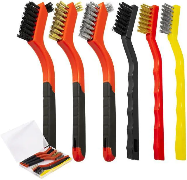Main image of 6Pcs Wire Brush Set, Stainless Steel/ Brass/ Nylon Bristle Brushes for Cleaning Rust, Scratch Wire Brushes for Cleaning Welding Slag, Paint and Dirt Removal