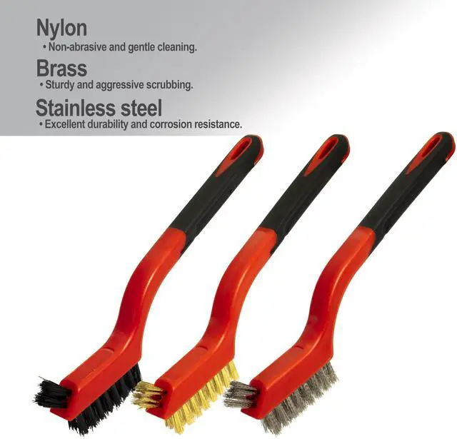 Alt view image 2 of 7 - 6Pcs Wire Brush Set, Stainless Steel/ Brass/ Nylon Bristle Brushes for Cleaning Rust, Scratch Wire Brushes for Cleaning Welding Slag, Paint and Dirt Removal