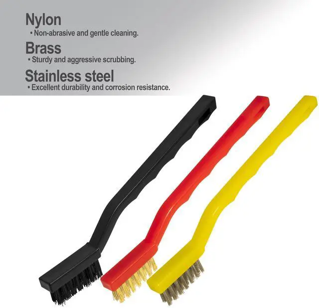 Alt view image 4 of 7 - 6Pcs Wire Brush Set, Stainless Steel/ Brass/ Nylon Bristle Brushes for Cleaning Rust, Scratch Wire Brushes for Cleaning Welding Slag, Paint and Dirt Removal