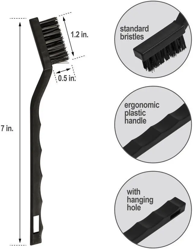Alt view image 5 of 7 - 6Pcs Wire Brush Set, Stainless Steel/ Brass/ Nylon Bristle Brushes for Cleaning Rust, Scratch Wire Brushes for Cleaning Welding Slag, Paint and Dirt Removal