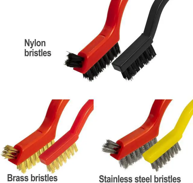 Alt view image 6 of 7 - 6Pcs Wire Brush Set, Stainless Steel/ Brass/ Nylon Bristle Brushes for Cleaning Rust, Scratch Wire Brushes for Cleaning Welding Slag, Paint and Dirt Removal