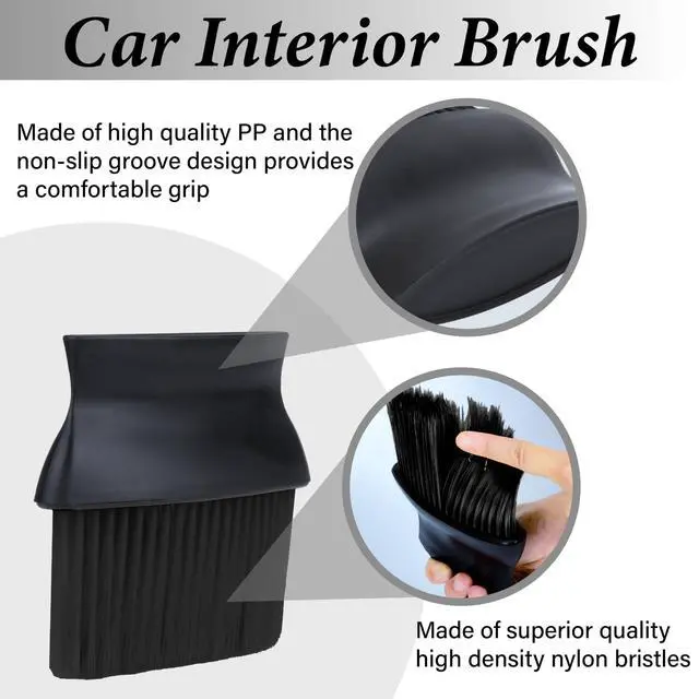 Alt view image 4 of 7 - Car Interior Brush, Automotive Interior Dusting Brush, Car Accessories Interior Cleaning Brush,Detailing Brush Dusting for Car Interior, Dashboard, Air Conditioner Vents, Leather, Computer (Black)