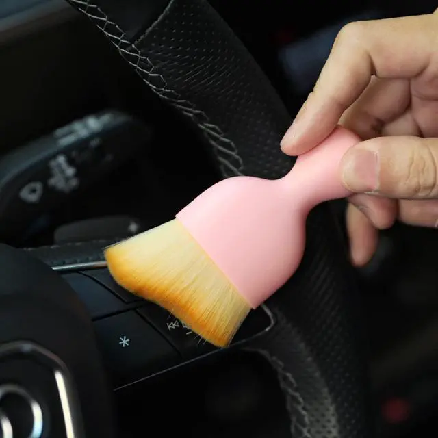 Alt view image 3 of 7 - Car Interior Detailing Brush,Soft Bristle Cleaning Brush Car Detailing Brush Dusting Brush,Car Interior Cleaning Tool,Auto Detail Brush Car Dash Duster Brush (Pink with Cap)