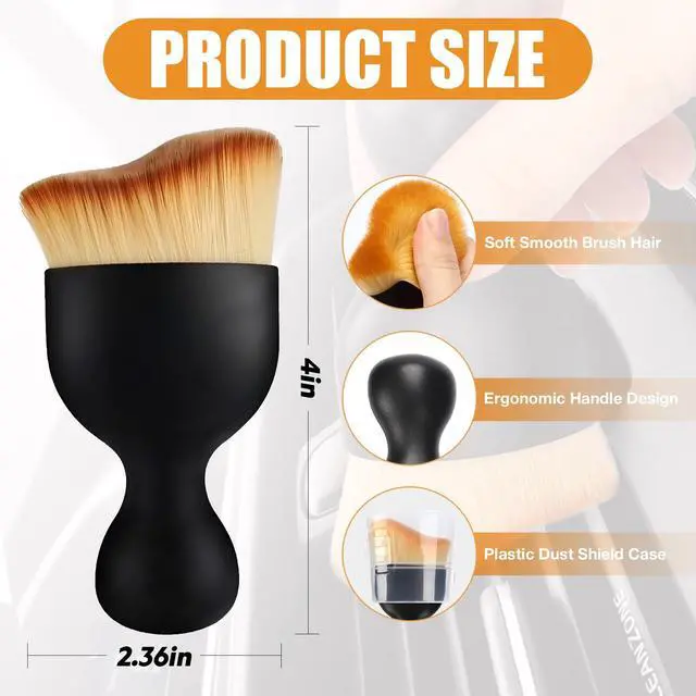 Alt view image 2 of 5 - Microfiber Car Detailing Brush Dual Use for Wet & Dry Cleaning, Soft Bristles Interior Duster for Dashboard, Air Vents, Leather Seats, and Home Use