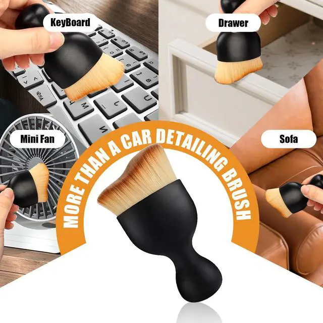 Alt view image 3 of 5 - Microfiber Car Detailing Brush Dual Use for Wet & Dry Cleaning, Soft Bristles Interior Duster for Dashboard, Air Vents, Leather Seats, and Home Use