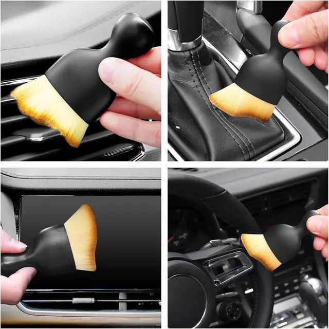 Alt view image 5 of 5 - Microfiber Car Detailing Brush Dual Use for Wet & Dry Cleaning, Soft Bristles Interior Duster for Dashboard, Air Vents, Leather Seats, and Home Use
