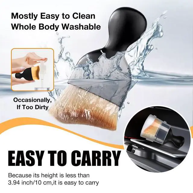 Alt view image 4 of 5 - Microfiber Car Detailing Brush Dual Use for Wet & Dry Cleaning, Soft Bristles Interior Duster for Dashboard, Air Vents, Leather Seats, and Home Use