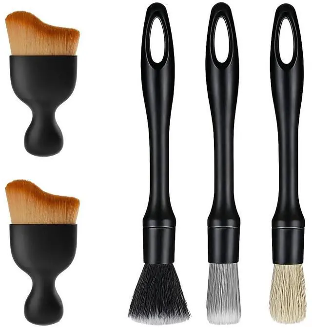 Main image of 5PCS Car Detailing Brush Kit, Including 3 Ultra Soft No Scratch Boar Hair & 2 Vent Cleaning Brushes, Multi-Use Automotive Interior Detailing Kit, Universal for Most Vehicles