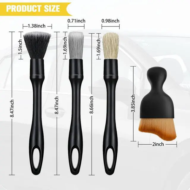Alt view image 2 of 6 - 5PCS Car Detailing Brush Kit, Including 3 Ultra Soft No Scratch Boar Hair & 2 Vent Cleaning Brushes, Multi-Use Automotive Interior Detailing Kit, Universal for Most Vehicles
