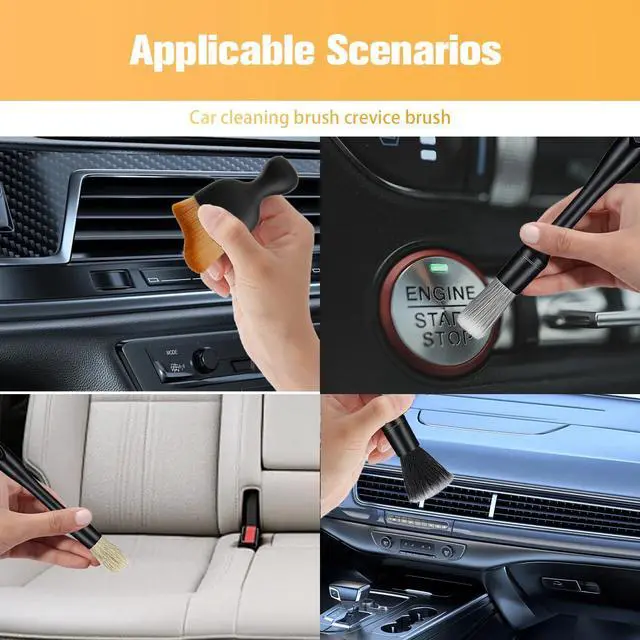 Alt view image 4 of 6 - 5PCS Car Detailing Brush Kit, Including 3 Ultra Soft No Scratch Boar Hair & 2 Vent Cleaning Brushes, Multi-Use Automotive Interior Detailing Kit, Universal for Most Vehicles