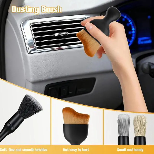Alt view image 5 of 6 - 5PCS Car Detailing Brush Kit, Including 3 Ultra Soft No Scratch Boar Hair & 2 Vent Cleaning Brushes, Multi-Use Automotive Interior Detailing Kit, Universal for Most Vehicles