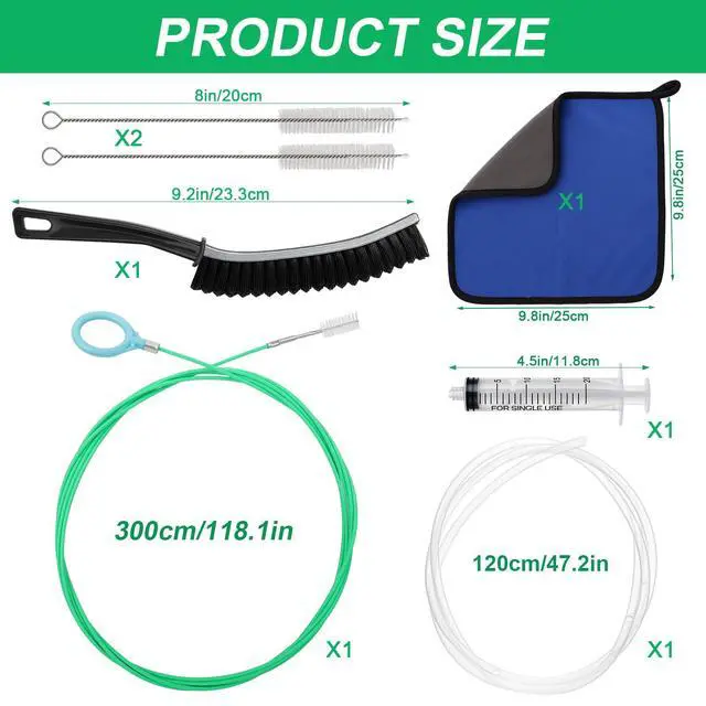 Alt view image 2 of 7 - Upgraded Auto Sunroof Drain Cleaning Tool,118in Extra Long Flexible Car Sun Roof Drain Cleaner Unclogger Tool with Tube Cleaner Brush Syringe Hose Cleaning Kit for Windshield Wiper Hole 7Pcs