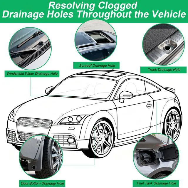Alt view image 3 of 7 - Upgraded Auto Sunroof Drain Cleaning Tool,118in Extra Long Flexible Car Sun Roof Drain Cleaner Unclogger Tool with Tube Cleaner Brush Syringe Hose Cleaning Kit for Windshield Wiper Hole 7Pcs
