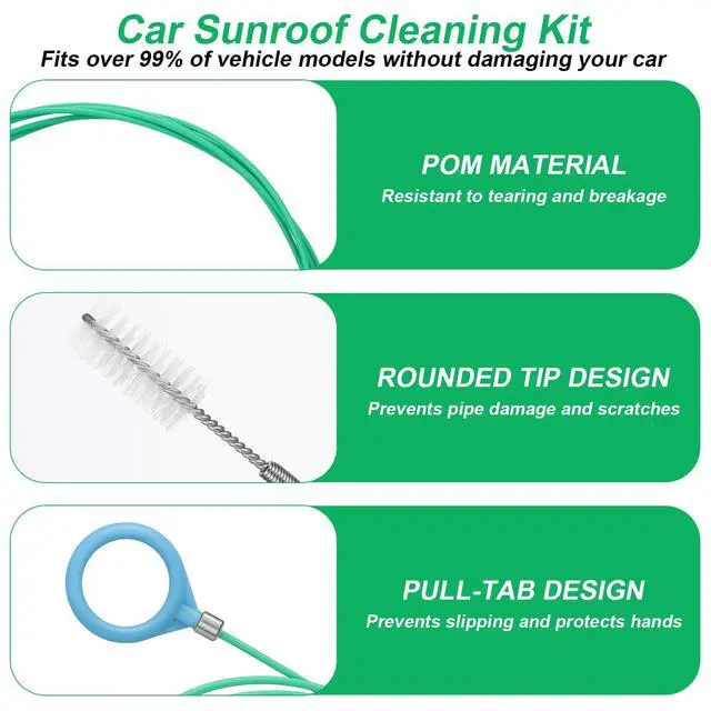 Alt view image 6 of 7 - Upgraded Auto Sunroof Drain Cleaning Tool,118in Extra Long Flexible Car Sun Roof Drain Cleaner Unclogger Tool with Tube Cleaner Brush Syringe Hose Cleaning Kit for Windshield Wiper Hole 7Pcs