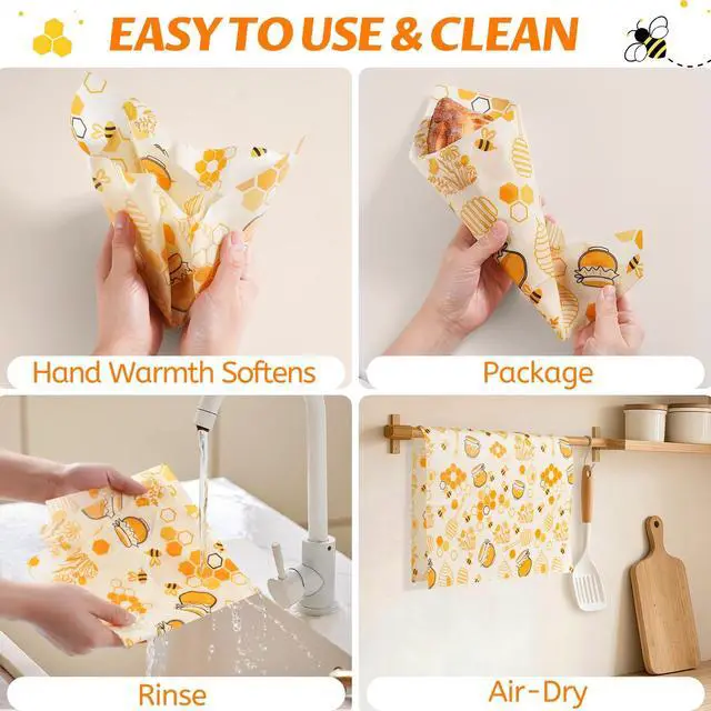 Alt view image 4 of 6 - Beeswax Wraps for Food Reusable Beeswax Bread Bag & Sandwich Wrap, Organic & Eco-Friendly & Sustainable Bees Paper, Perfect Alternative to Aluminum Foil Sourdough Storage & Plastic WrapBee jar