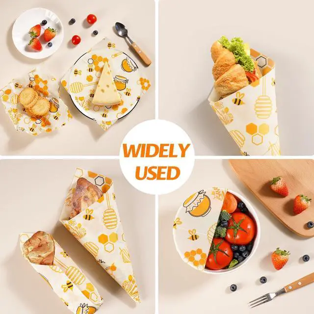 Alt view image 6 of 6 - Beeswax Wraps for Food Reusable Beeswax Bread Bag & Sandwich Wrap, Organic & Eco-Friendly & Sustainable Bees Paper, Perfect Alternative to Aluminum Foil Sourdough Storage & Plastic WrapBee jar