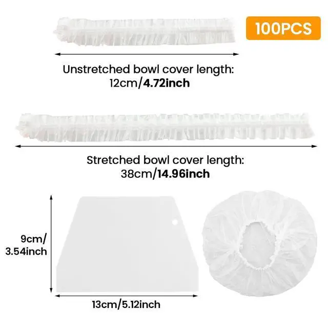 Alt view image 3 of 7 - 100PCS Bowls Covers and 1pc Dough Scraper for Bread Proofing Fruit Vegetable Meat Bowl(Transparent)
