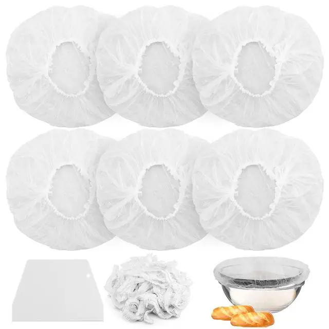 Alt view image 2 of 7 - 100PCS Bowls Covers and 1pc Dough Scraper for Bread Proofing Fruit Vegetable Meat Bowl(Transparent)