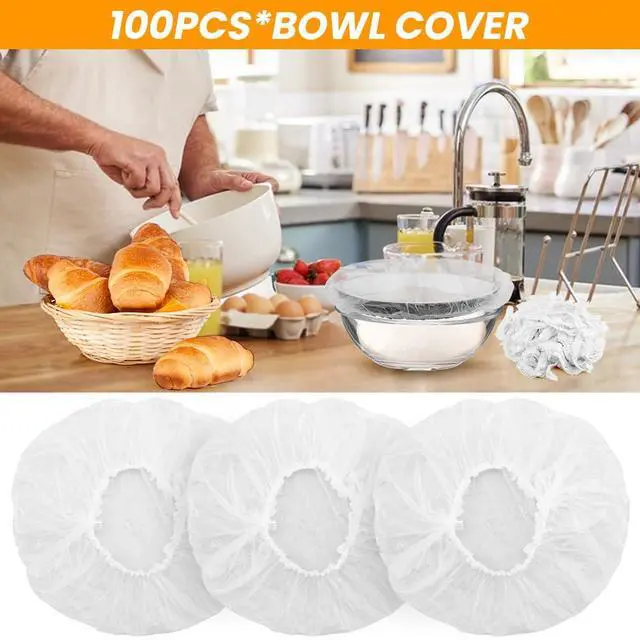 Alt view image 5 of 7 - 100PCS Bowls Covers and 1pc Dough Scraper for Bread Proofing Fruit Vegetable Meat Bowl(Transparent)