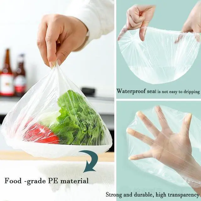 Alt view image 4 of 7 - 160 pcs Disposable Bowl Covers - Food Cover Stretch Edging, Stretchable Plastic Wrap, Elastic Storage Wraps for Storage Containers, Disposable Fresh Keeping Bag Plastic Cover for Bowl for Family
