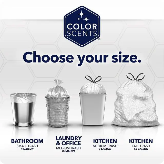 Alt view image 4 of 7 - Color Scents Medium Trash Bags - 8 Gallon, 40 Bags (1 Pack of 40 Bags) Twist Tie - Cream Color Bag in Vanilla Flower Scent with Microban