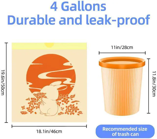 Alt view image 2 of 2 - 32 Count 4 Gallon Kitchen Trash Bags DrawstringSmall Plastic Garbage Bags scented Thick for Bathroom,Kitchen,Office,Car,3-4 Gal mini Trash Bags For Small Can,yellow(Thickened)