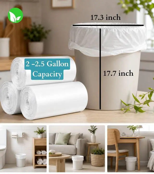 Alt view image 3 of 5 - Small Bathroom Trash Bags, 17.3" x 17.7" Office Kitchen Wastebasket Liners Garbage Bags for Restroom, Home Bins