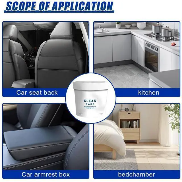 Alt view image 6 of 6 - Disposable Car Trash Can Bags, Leakproof Self-Adhesive Hanging Car Garbage Bag, Waterproof Portable Mini Trash Bags for Cars, Bedrooms, Offices, Kitchens, Camping (White)