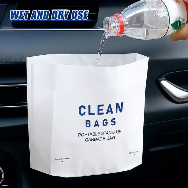 Alt view image 5 of 6 - Disposable Car Trash Can Bags, Leakproof Self-Adhesive Hanging Car Garbage Bag, Waterproof Portable Mini Trash Bags for Cars, Bedrooms, Offices, Kitchens, Camping (White)
