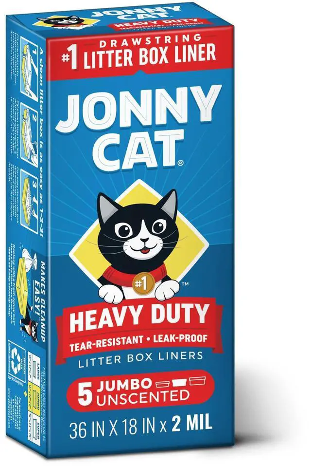 Main image of Litter Box Liners: Heavy Duty - Tear & Leak Resistant - Drawstring Close - Jumbo, 5 Count