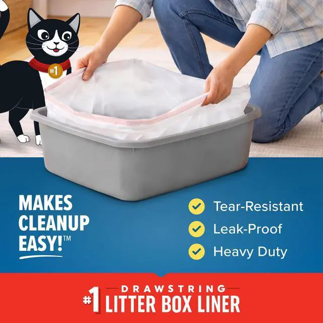Alt view image 3 of 7 - Litter Box Liners: Heavy Duty - Tear & Leak Resistant - Drawstring Close - Jumbo, 5 Count