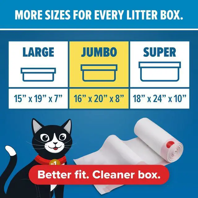 Alt view image 2 of 7 - Litter Box Liners: Heavy Duty - Tear & Leak Resistant - Drawstring Close - Jumbo, 5 Count