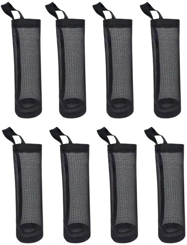 Main image of Trash Bags Storage Bags, 8 Pcs Black 11.8 Inch x 5 Inch Mesh Bags for Storage and Organization Trash Bags and Daily Bags (Black)
