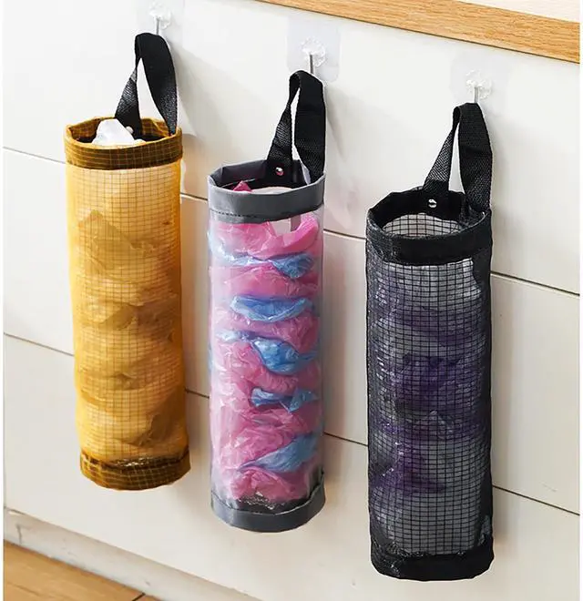 Alt view image 3 of 5 - Trash Bags Storage Bags, 8 Pcs Black 11.8 Inch x 5 Inch Mesh Bags for Storage and Organization Trash Bags and Daily Bags (Black)