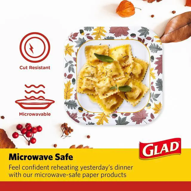 Alt view image 3 of 6 - Square Disposable Paper Plates, Falling Foliage Autumn Leaf Pattern - Soak Proof, Microwave Safe, Cut-Resistant Seasonal Dinner Plates for Fall and Thanksgiving, 10 Inch, 20 Count