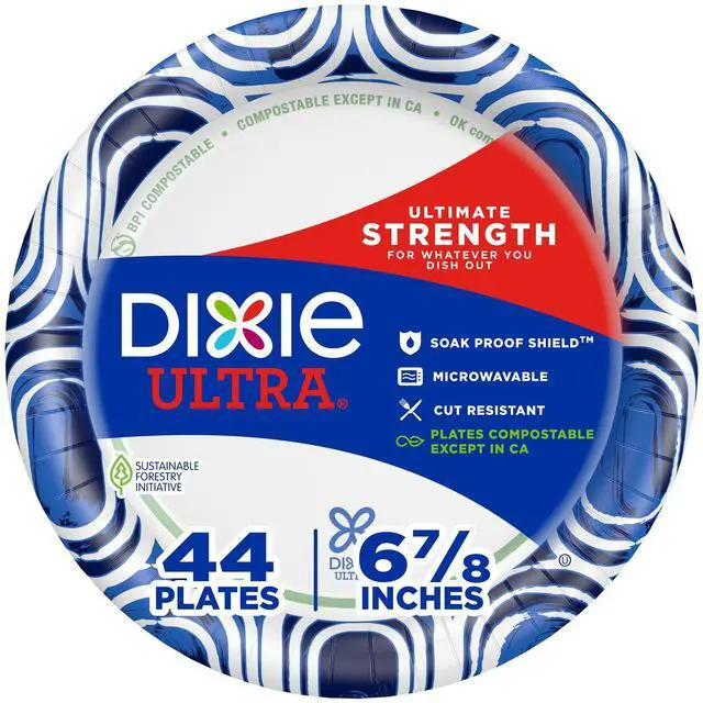 Main image of Ultra, Small Paper Plates, 6 7/8" Inch, 44 Count, 3X Stronger*, Heavy Duty, Microwave-Safe, Soak-Proof, Cut Resistant, Disposable Plates For Heavy, Messy Meals