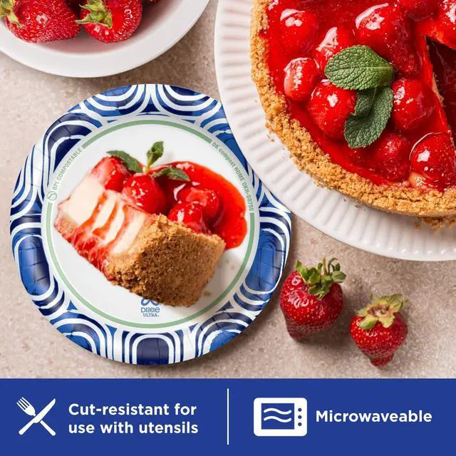 Alt view image 4 of 7 - Ultra, Small Paper Plates, 6 7/8" Inch, 44 Count, 3X Stronger*, Heavy Duty, Microwave-Safe, Soak-Proof, Cut Resistant, Disposable Plates For Heavy, Messy Meals
