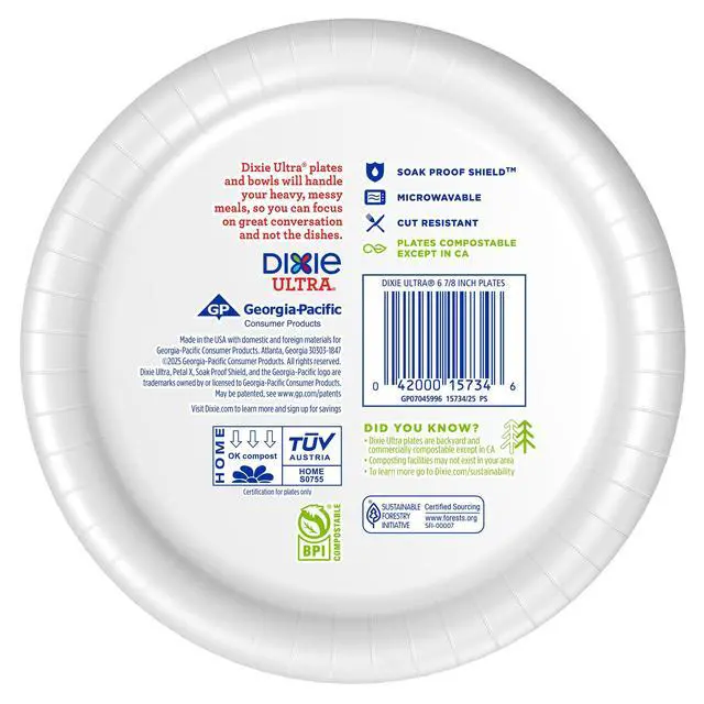 Alt view image 7 of 7 - Ultra, Small Paper Plates, 6 7/8" Inch, 44 Count, 3X Stronger*, Heavy Duty, Microwave-Safe, Soak-Proof, Cut Resistant, Disposable Plates For Heavy, Messy Meals