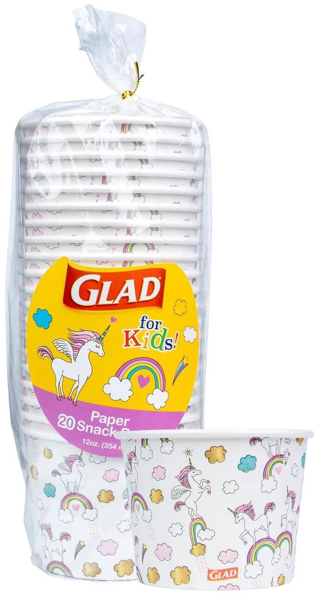 Main image of for Kids Unicorns Paper Snack Bowls, Disposable Paper Bowls for Kids Snacks and Parties, Sturdy Microwave Safe Bowls for Everyday Use and Easy Cleanup, 12 Oz, 20 Count
