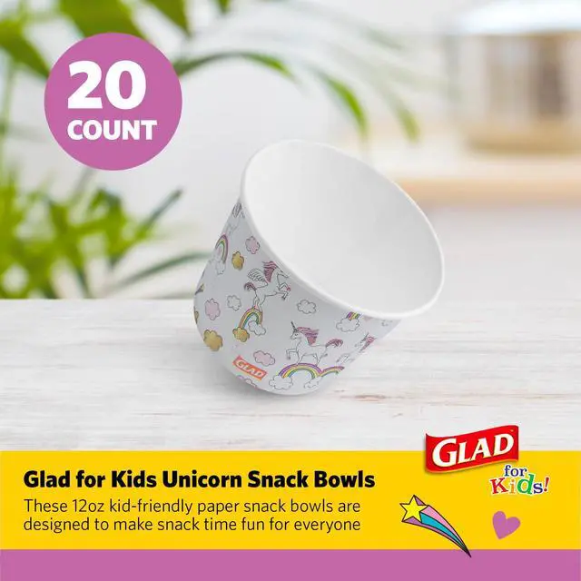 Alt view image 2 of 6 - for Kids Unicorns Paper Snack Bowls, Disposable Paper Bowls for Kids Snacks and Parties, Sturdy Microwave Safe Bowls for Everyday Use and Easy Cleanup, 12 Oz, 20 Count